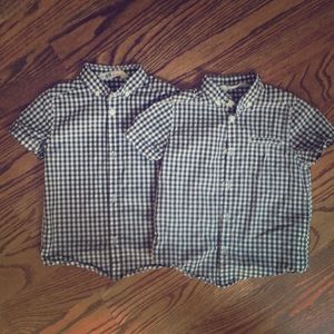 Matching Boys Gingham Shirts (Grey and White)